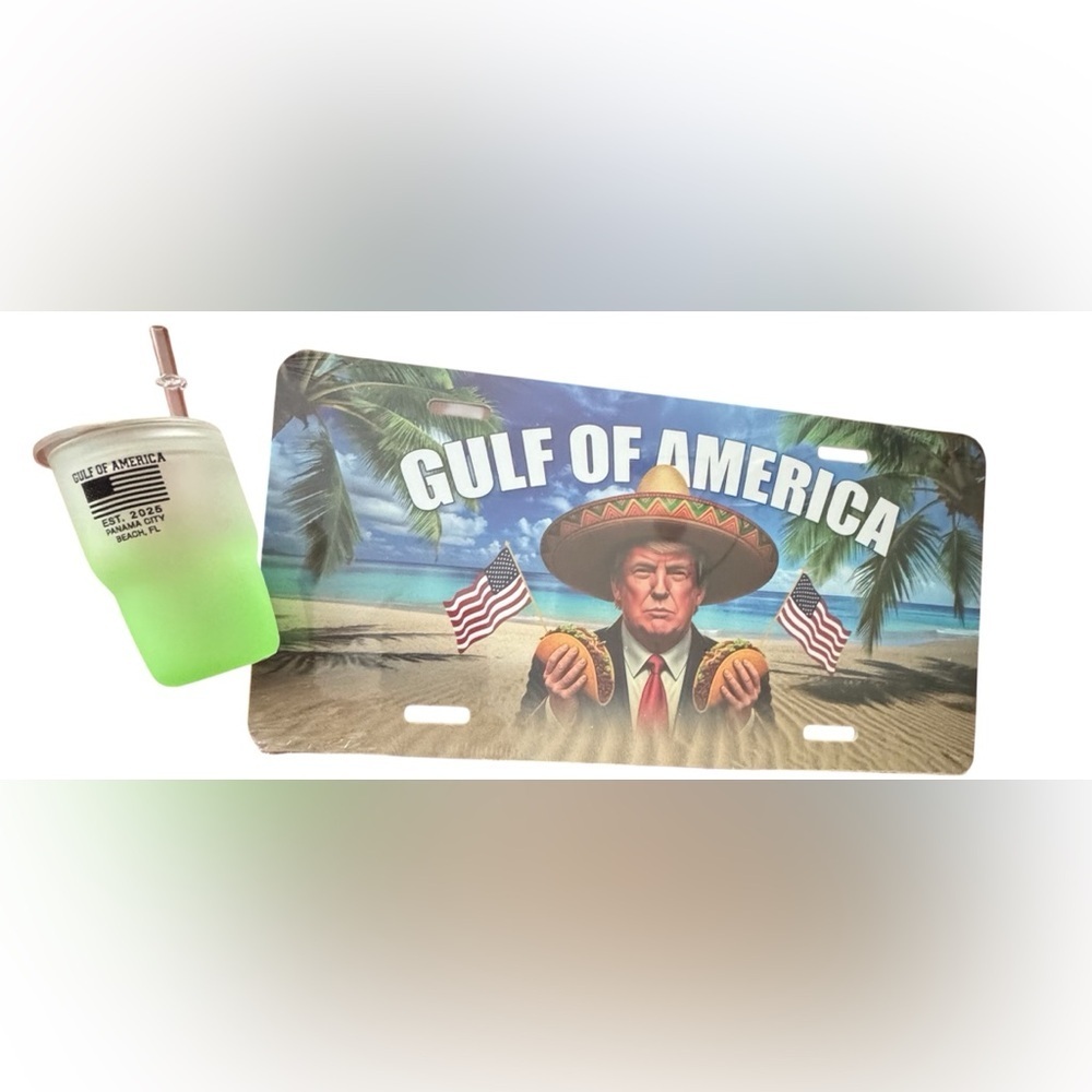 NWT Gulf of America Novelty License Plate & Shot Glass